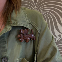 Saucy Wee Scottie Dog Wooden Brooch