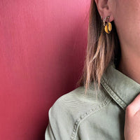 Golden Leaves Sterling & Enamel D-A Earrings