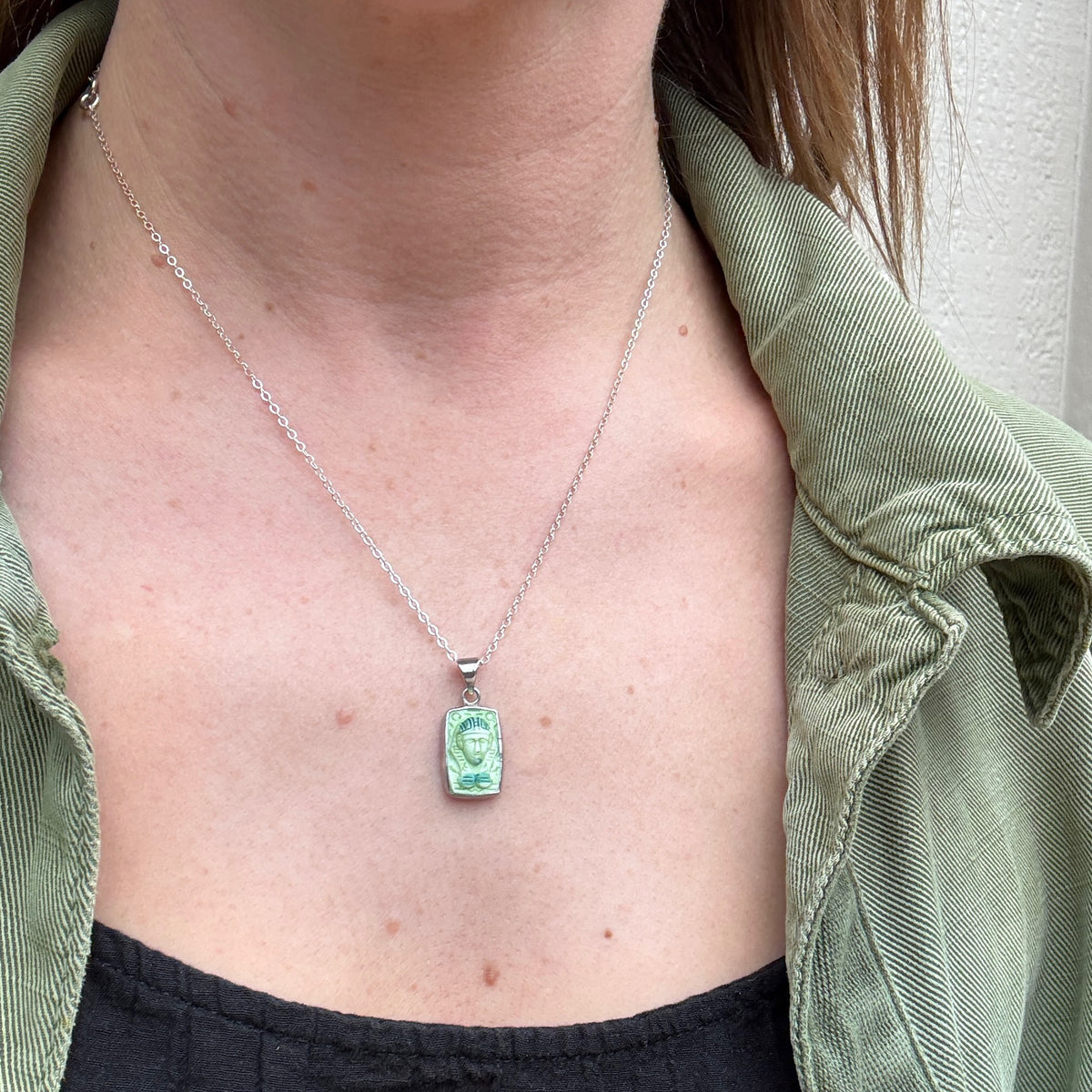 Czech Glass Pharaoh in Sterling Silver Necklace