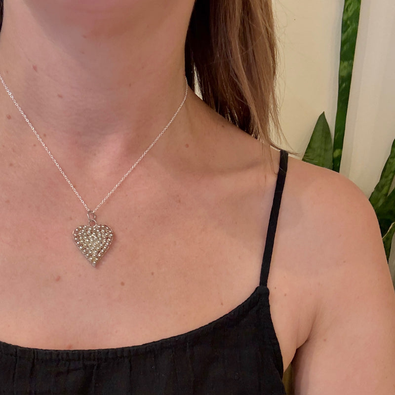Filigreed Sterling Silver Heart Necklace