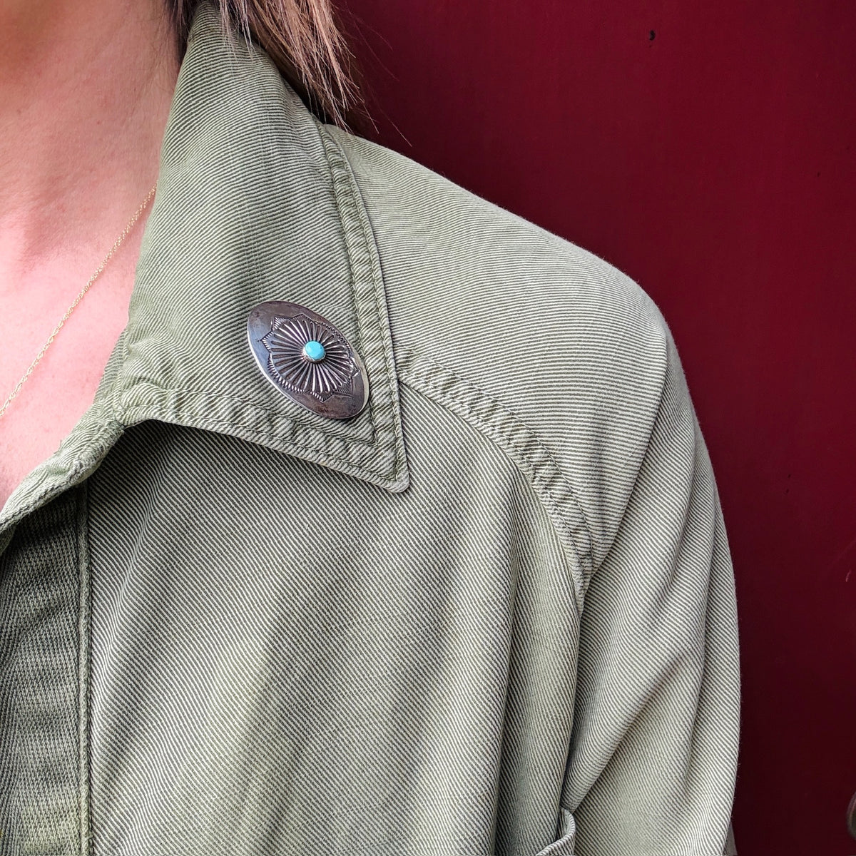 Hand Made Sterling & Turquoise Rocker Design Brooch