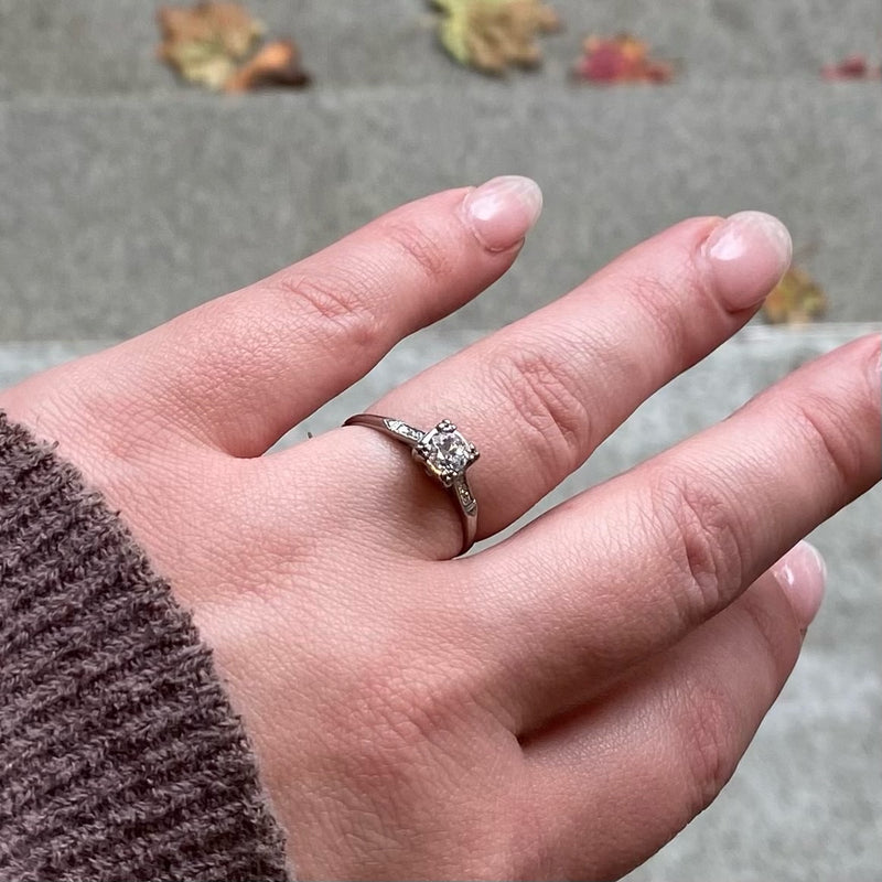 Pretty Palladium OEC Diamond Engagement Ring