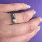 French Cut Sapphire & Diamond Two-Tone Gold Ring