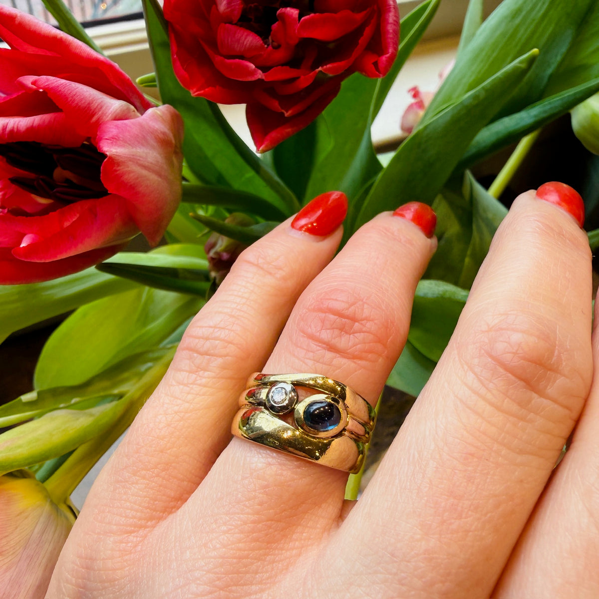 Manfredi 18k Diamond and Sapphire Ring