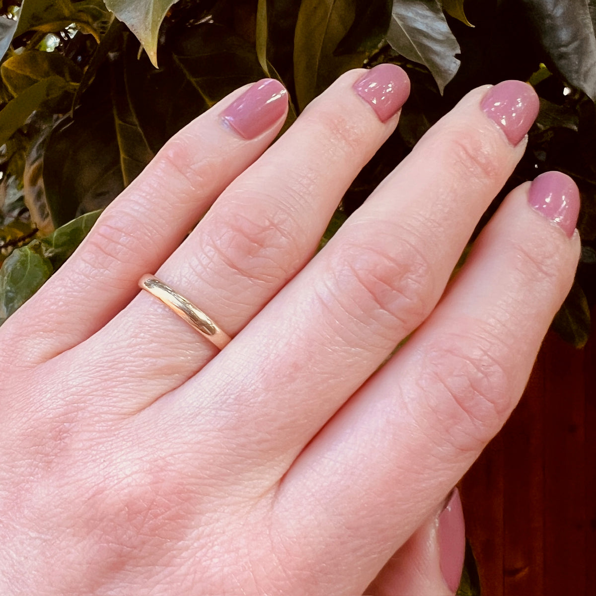 Slim "Trend" 14k Gold Half Round Band