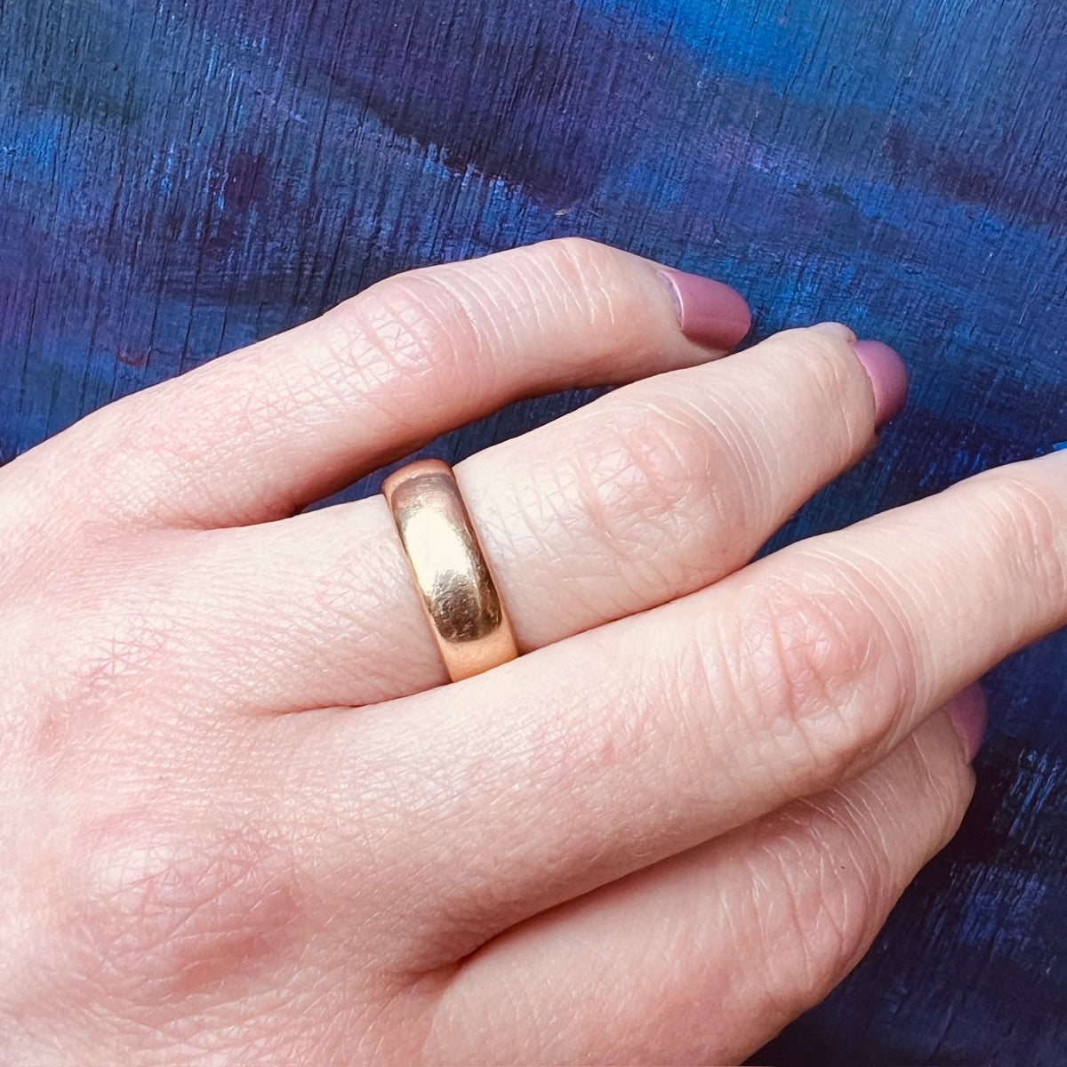Mid-Century Half Round 5.7mm Wide Gold Band