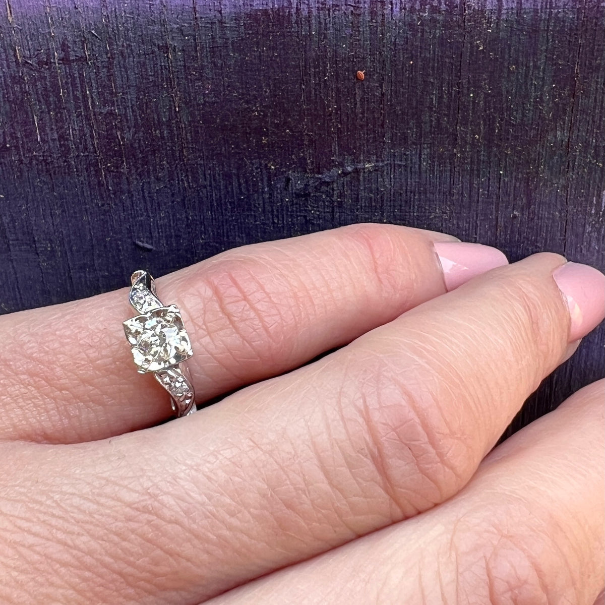 Classic Diamond & White Gold Ring with Jaunty Wave
