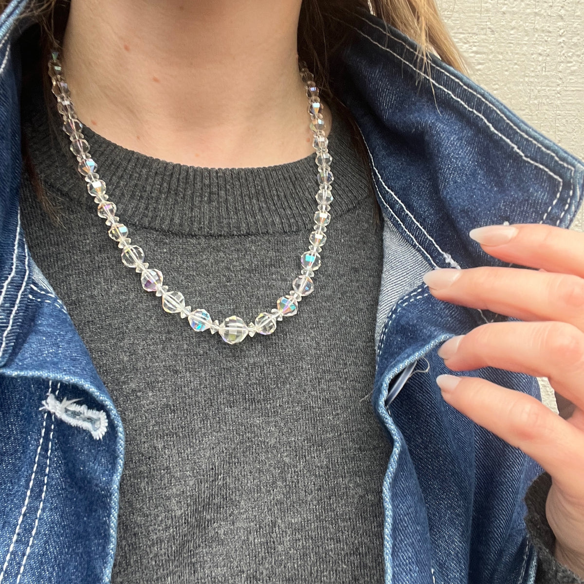 Opalescent AB Finish Graduated Glass Beads