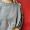 French Carnelian & Marcasite Lorgnette Necklace