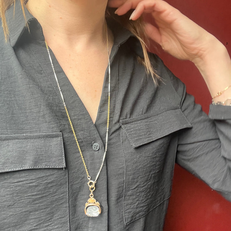 Victorian Rock Crystal & Gold Spinner Fob