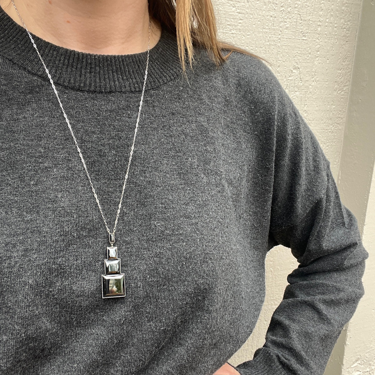 French Art Deco Marcasite Necklace by Lespous