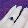 Velvety Cabochon Sapphire with Diamonds in Platinum Ring