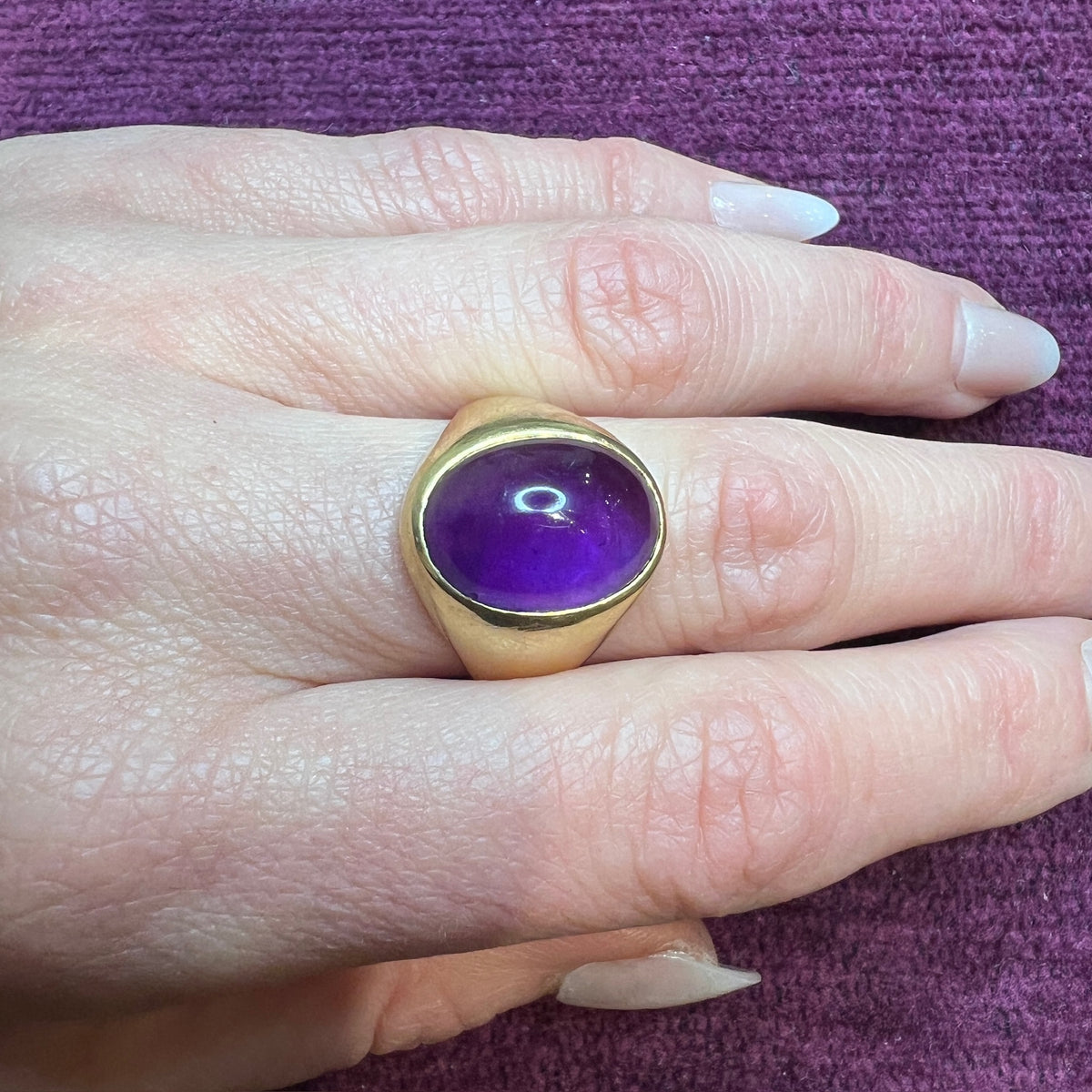 Heavy Gold & Amethyst Signet Ring