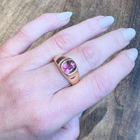 Heavy Sculpted Gold and Deep Pink Tourmaline Ring