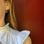 Bright Lilac Amethyst Drop Earrings in 14k Gold