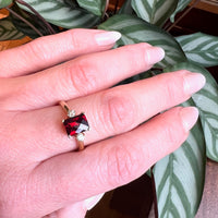 Almandine Garnet and Diamond Ring
