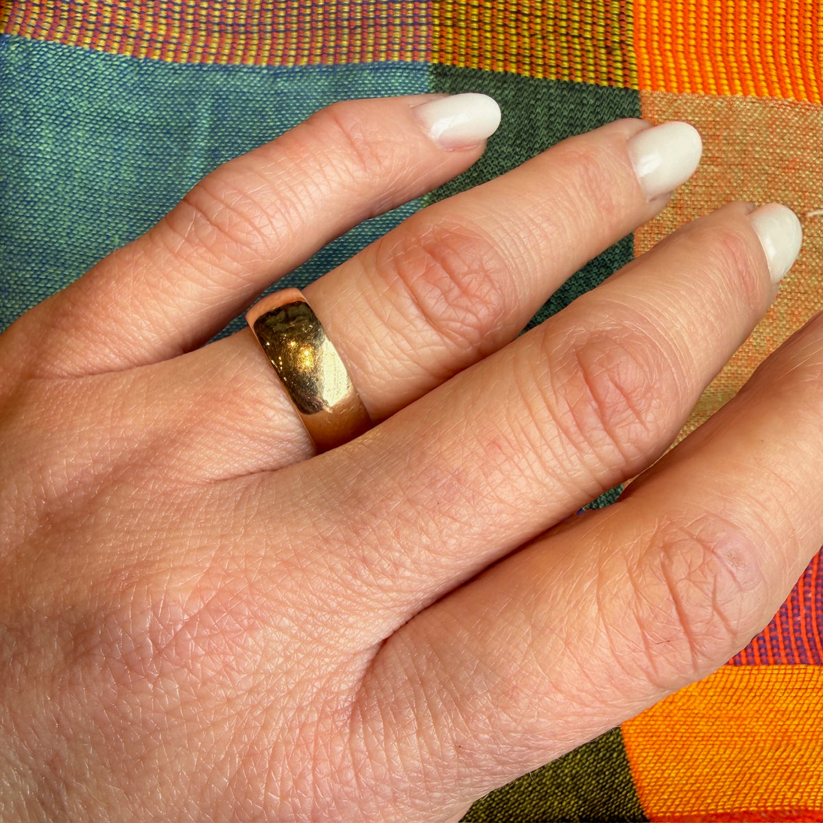 Wide 10k Gold Half Round Band Size 6.5