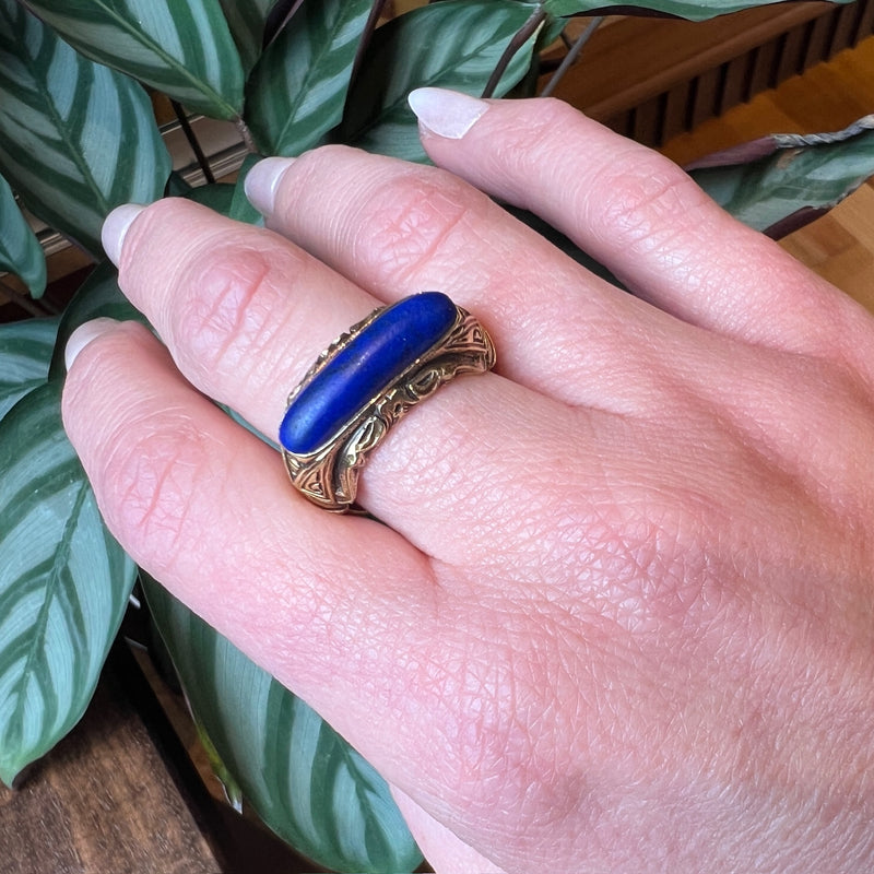 Egyptian 19th Century Lapis Lazuli & 18k Gold Ring