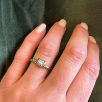 Two-Tone Engagement Ring with Diamonds & Flowers