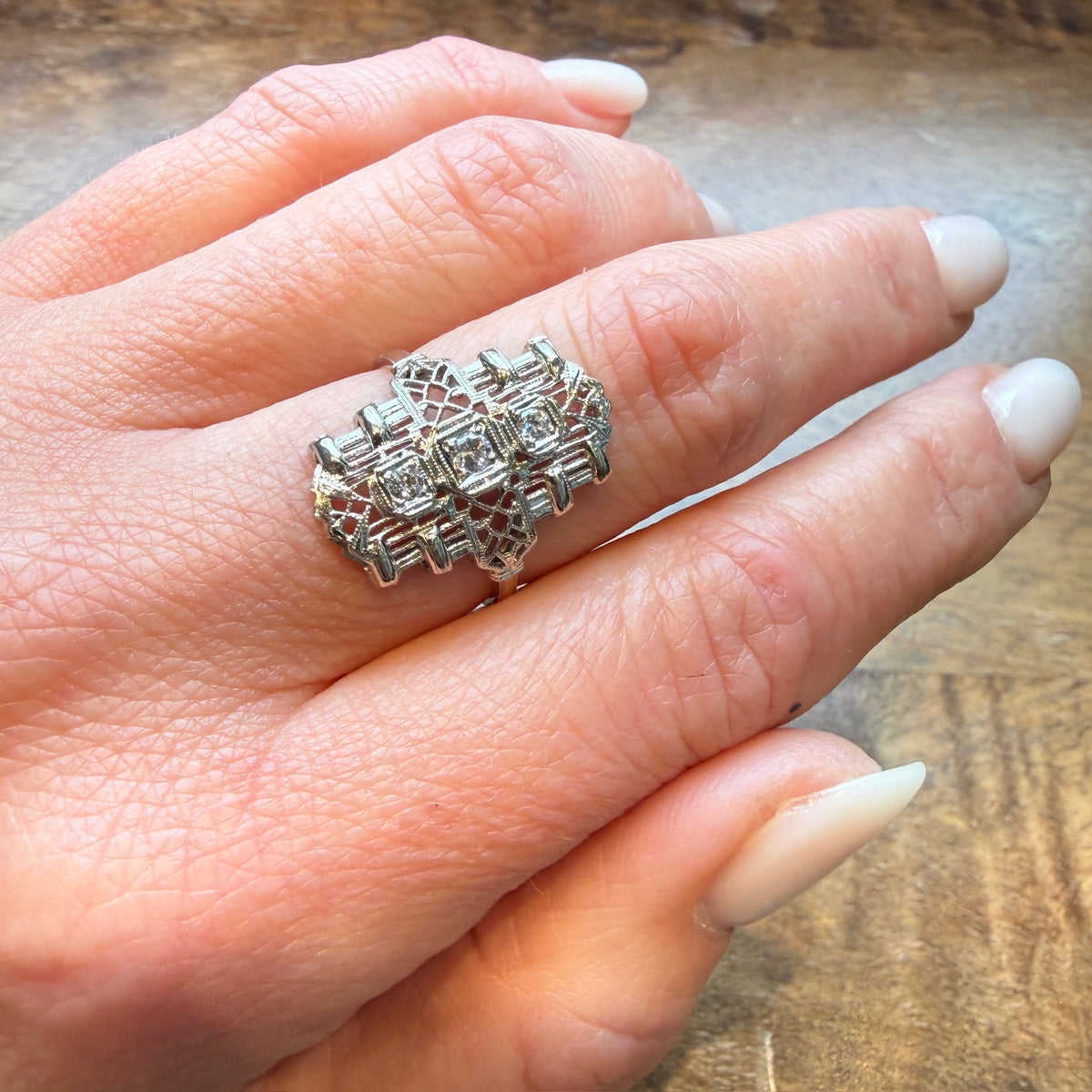 Enchanting Diamond & White Gold Filigree Knuckle Ring
