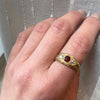 Scarlet Ruby & Sparkling Diamond Engraved Victorian Ring