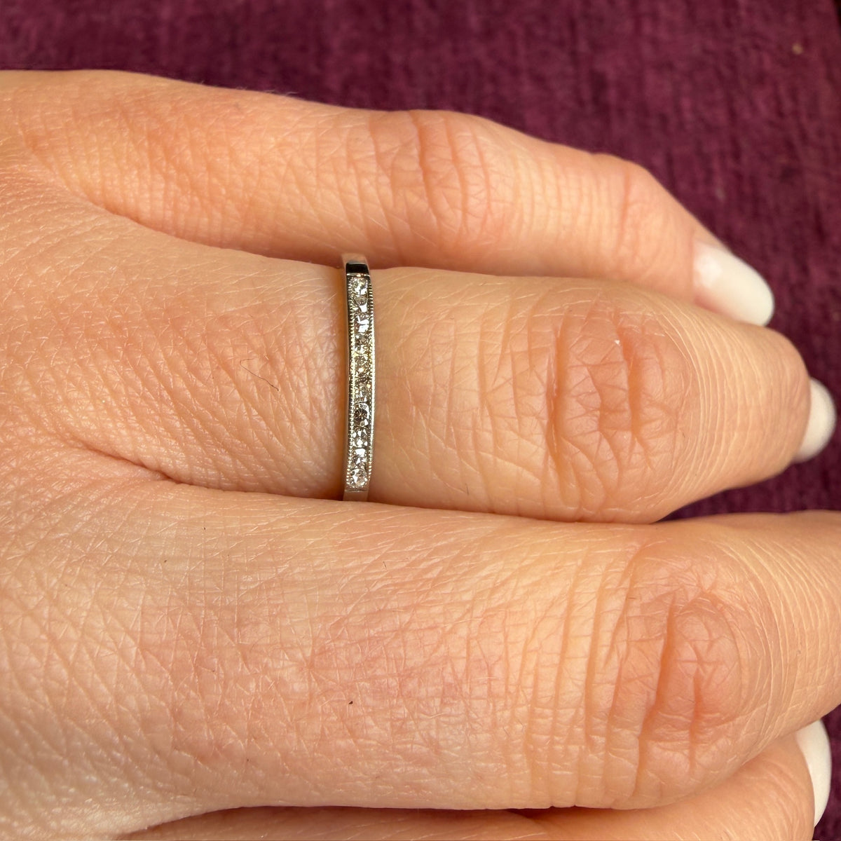 Dainty Diamond & 18k White Gold Band