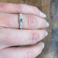 Exquisite Edwardian French Cut Sapphire & Diamond Band