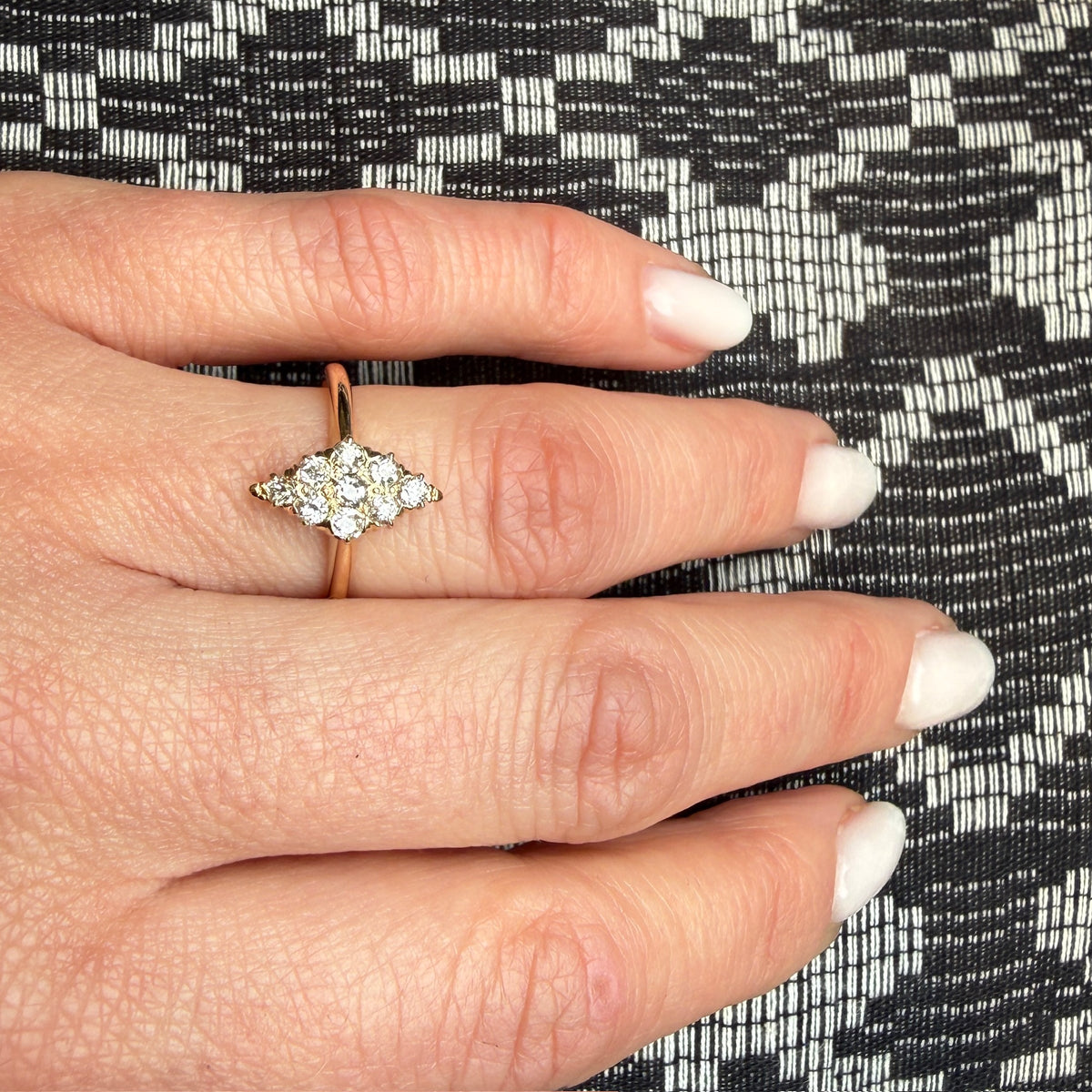 Fierce Little Old Mine Cut Diamond Navette Ring