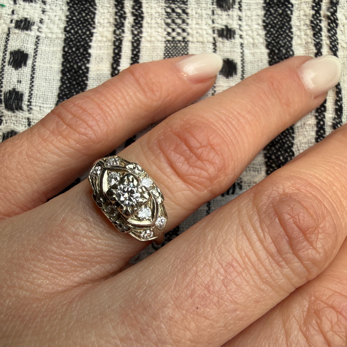 Diamonds & Flowers Romantic 1930s Engagement Ring