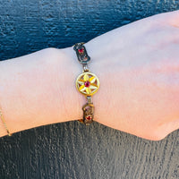 Playful Brass, Glass & Gold Filled Retro Bracelet