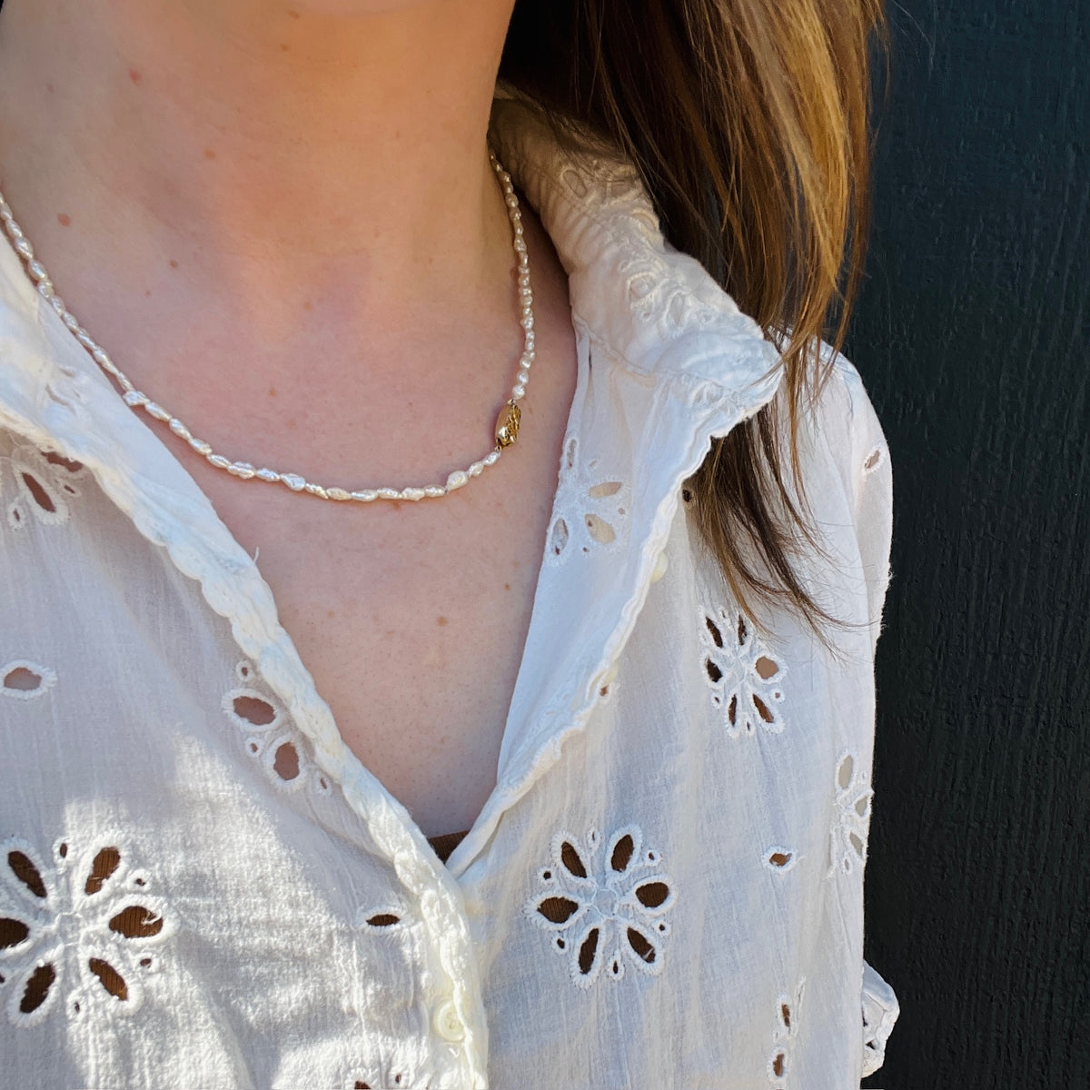 Light Rice Krispie Pearl Necklace