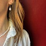 Silvery-White Cultured Pearl & White Gold Drop Earrings