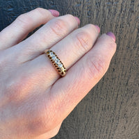 Victorian 12ct Gold & Old Mine Cut Diamond Belcher Band
