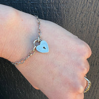 Adorable Victorian Revival Sterling Heart "Lock" Bracelet