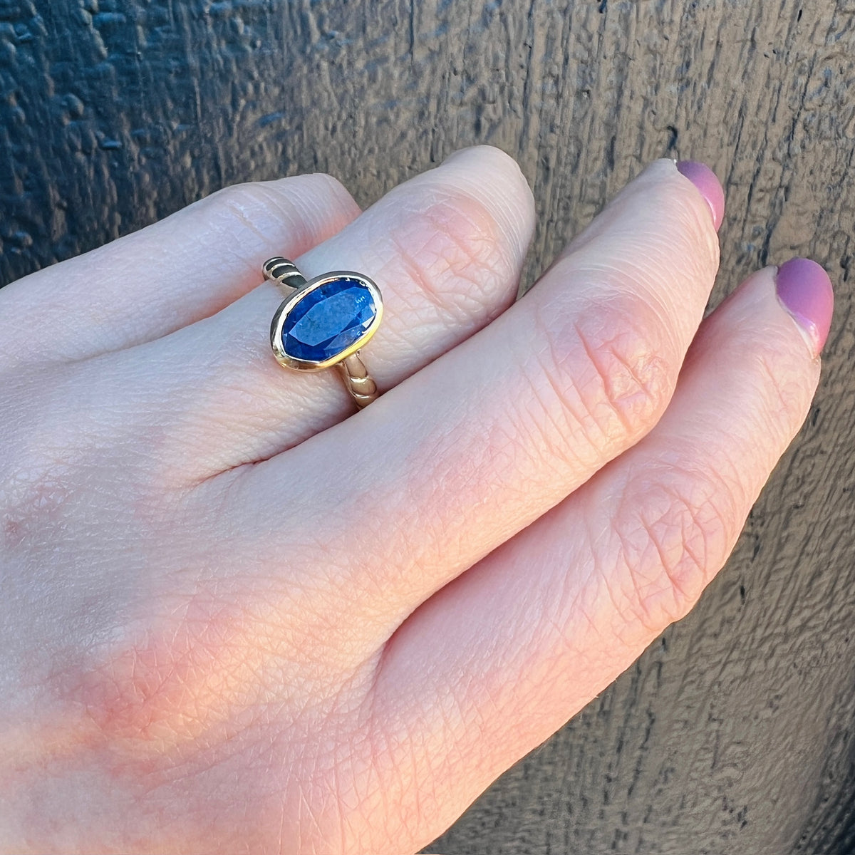 Royal Blue 1.25ct Sapphire & Gold Bezel Solitaire Ring