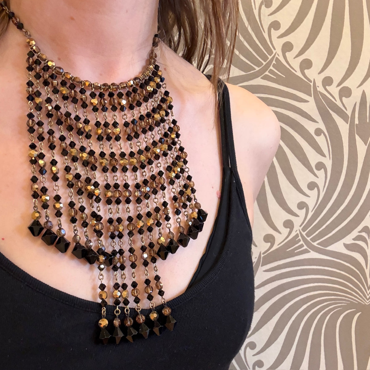 Fascinating Vamp's Peek-a-Boo Beaded Fringe Choker