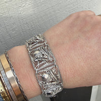 Frosty Filigree Acorn Motif Panel Bracelet