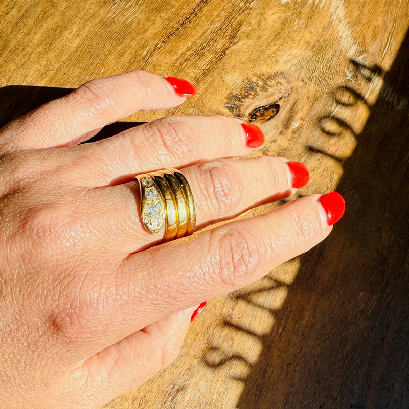 Sinuous Coiled Diamond Set Serpent Ring