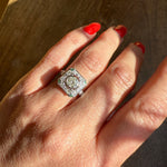 Sparkling Diamond set Square Ring with Emerald Accents