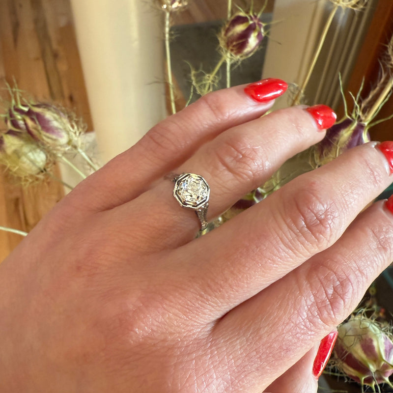 Vintage Belias Filigree OMC Diamond Solitaire
