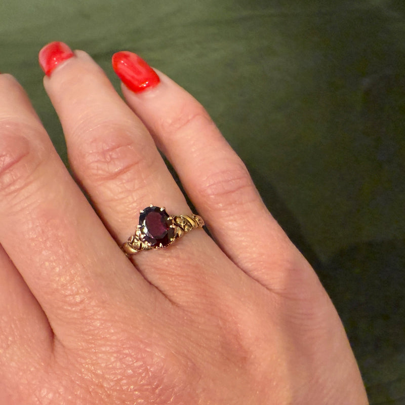 Rosy Gold and Garnet Ring c1890
