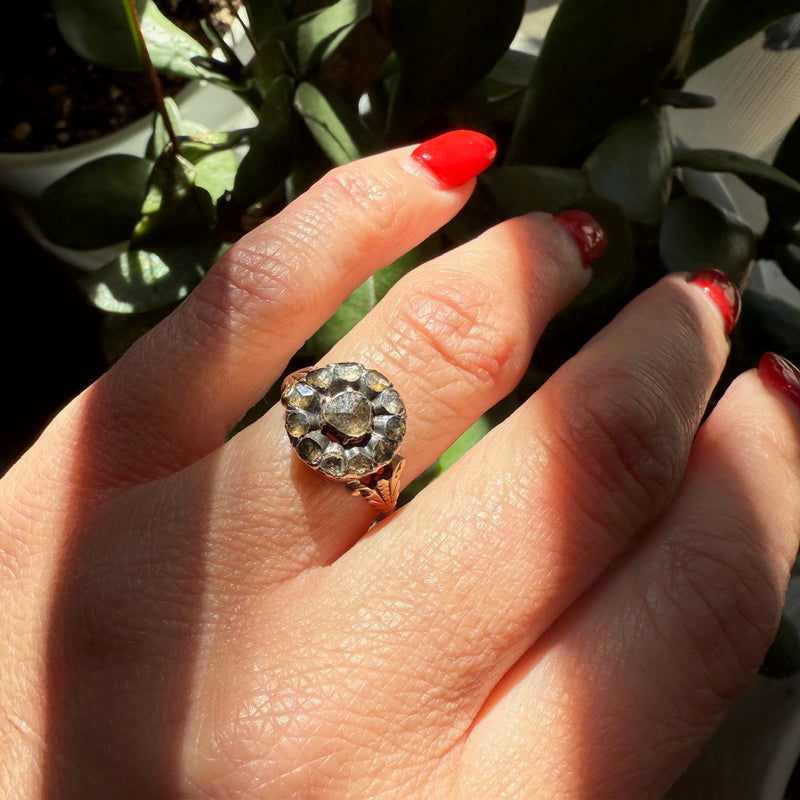 Eerie Georgian Rose Cut Diamond Cluster Ring