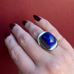 Monumental Lapis & 18k Gold Modernist Ring by Stittgen