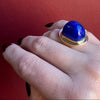 Monumental Lapis & 18k Gold Modernist Ring by Stittgen