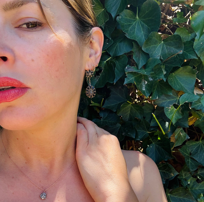 Dramatic Gold and Onyx Victorian Earrings