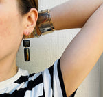 Matte Lava & Glossy Onyx Earrings by Brin