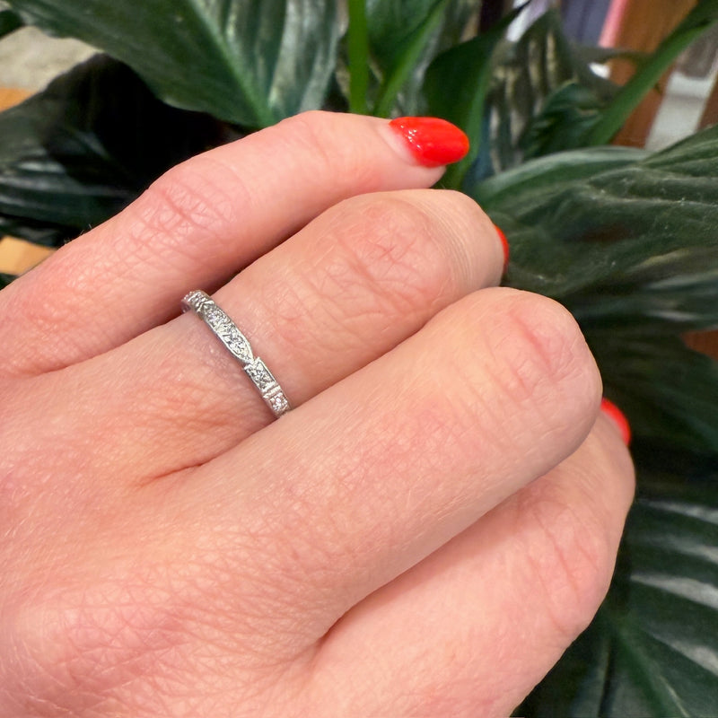 Geometric Art Deco Platinum & Diamond Eternity Band