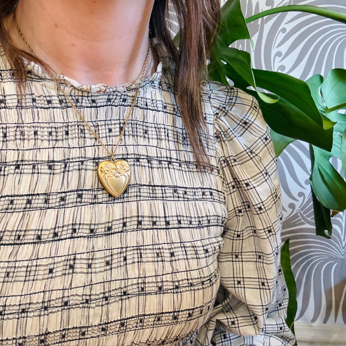 Bliss Brothers Art Nouveau Heart Locket with Irises