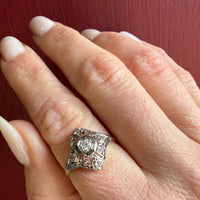 Platinum Filigree & Diamond Quatrefoil Ring c.1915