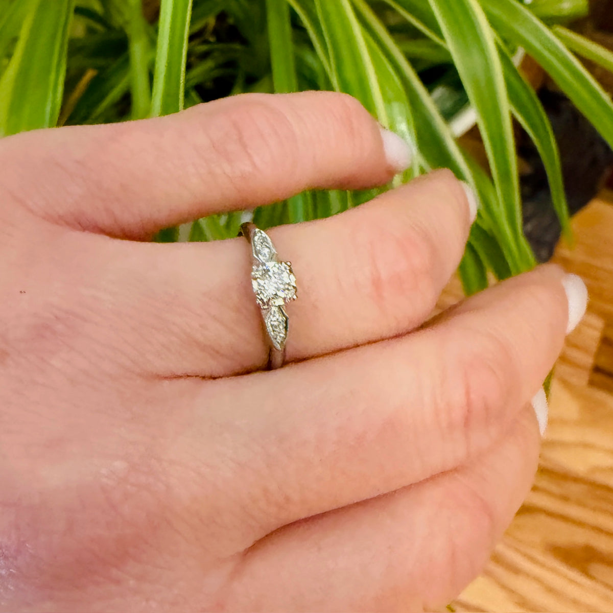 Refined Old European Cut Diamond Engagement Ring